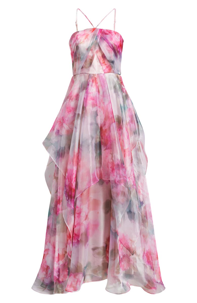 Eliza J Floral Print Strap Ballgown, Main, color,