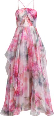 Eliza J Floral Print Strap Ballgown