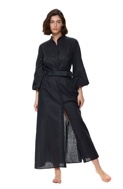 Modern Muse Belted Button Up Linen Dress Cover-Up