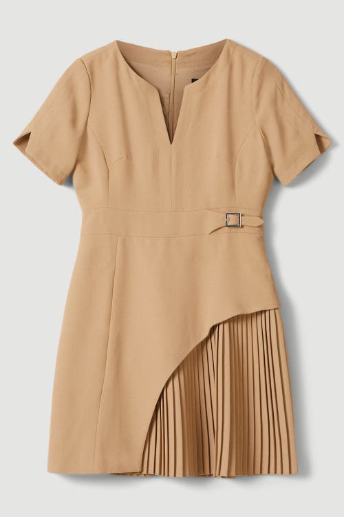 Karen Millen Military Pleat Mini Dress In Brown