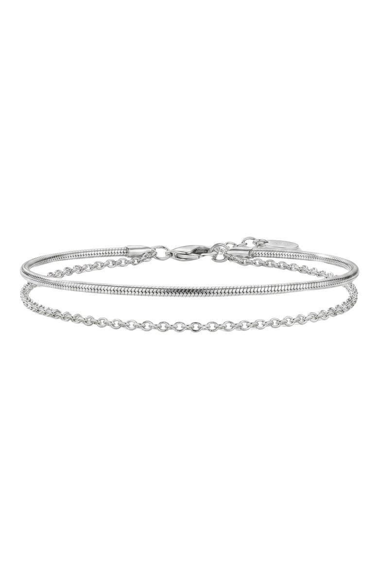 Cable & Snake Chain Layered Anklet, Main, color, SILVER