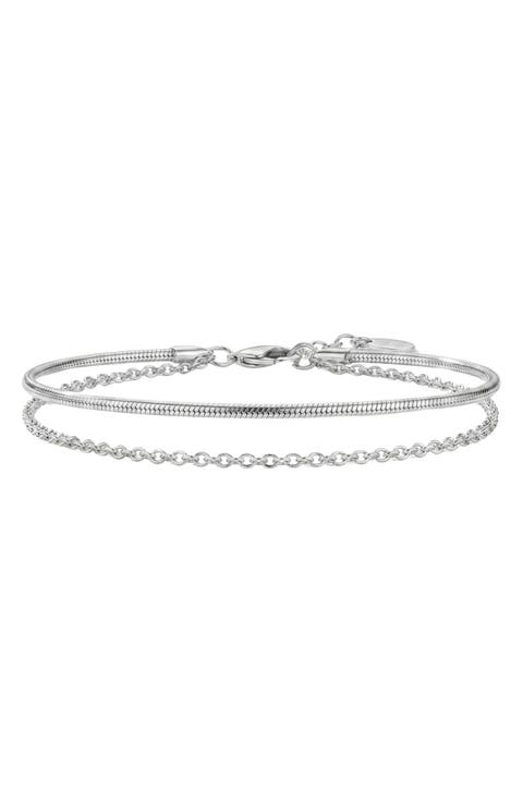 Cable & Snake Chain Layered Anklet