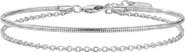 Argento Vivo Sterling Silver Cable & Snake Chain Layered Anklet