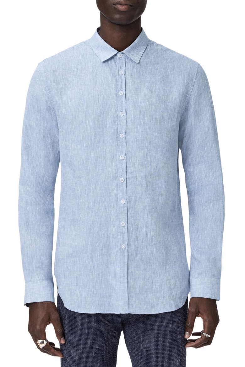 Bucks Slub Linen Button-Up Shirt, Alternate, color, LIGHT BLUE HEATHER
