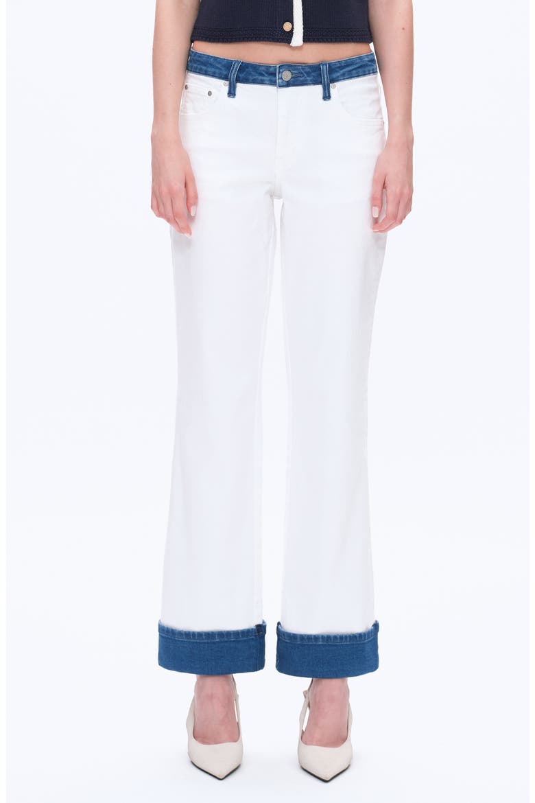 Contrast Mid Rise Relaxed Straight Leg Jeans, Main, color, WHITE