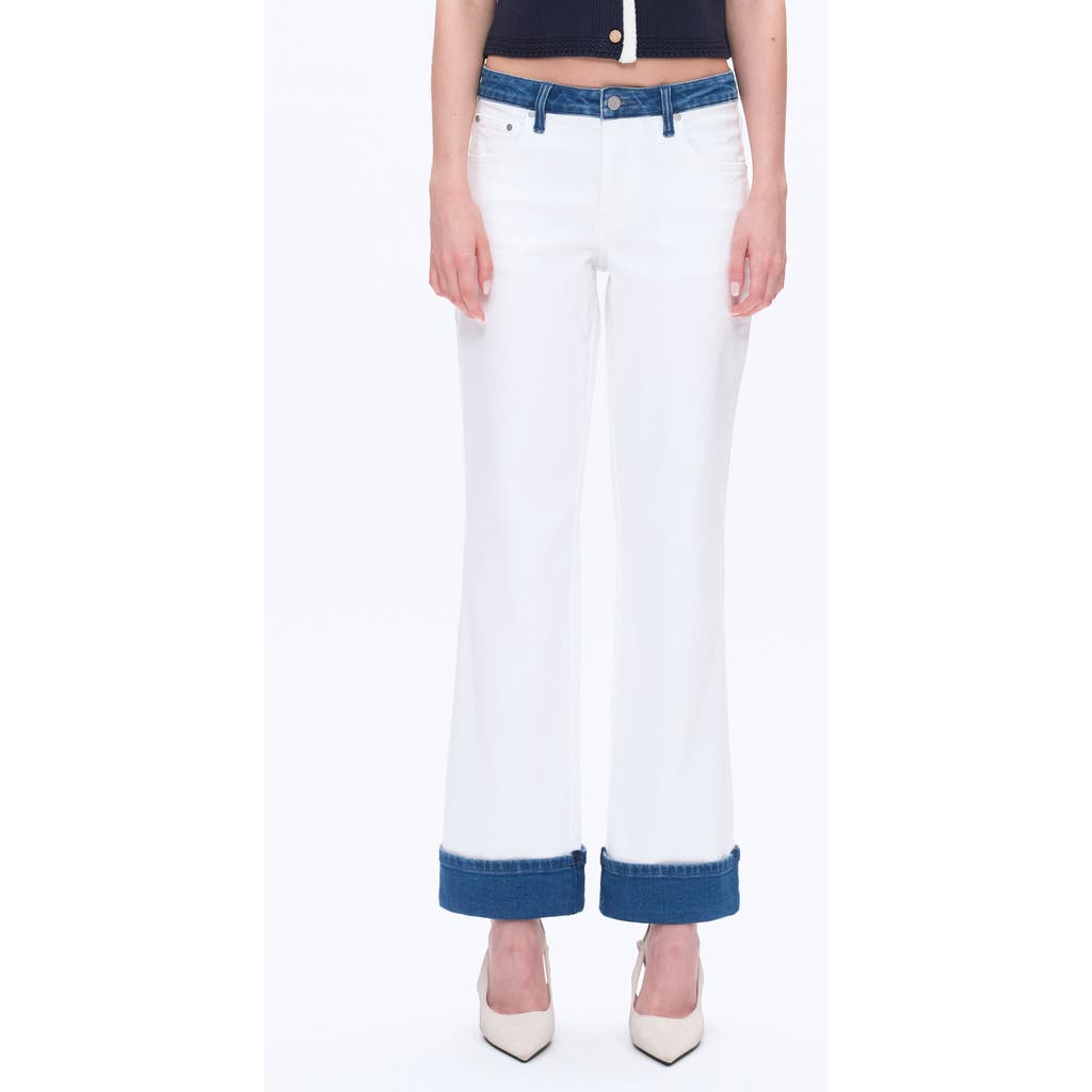 Bayeas Contrast Mid Rise Relaxed Straight Leg Jeans In White