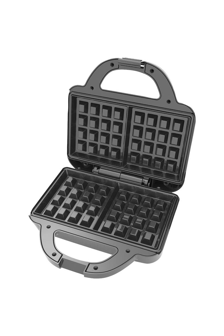 Non-Stick Dual Waffle Maker with Indicator Lights, Alternate, color, Black