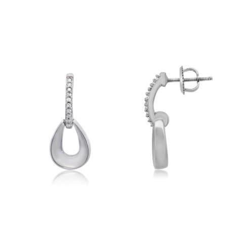 Diamond Pear Screw Back Drop Earrings