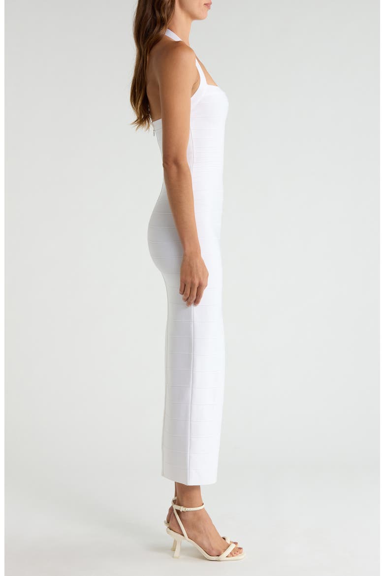 The Silhouette Halter Neck Bandage Midi Dress, Alternate, color, WHITE