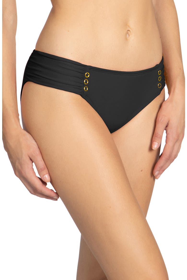 Amy Side Tab Bikini Bottoms, Alternate, color, LICORICE