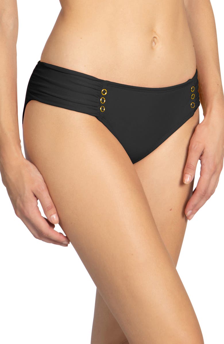 Robin Piccone Amy Side Tab Bikini Bottoms, Alternate, color, Licorice