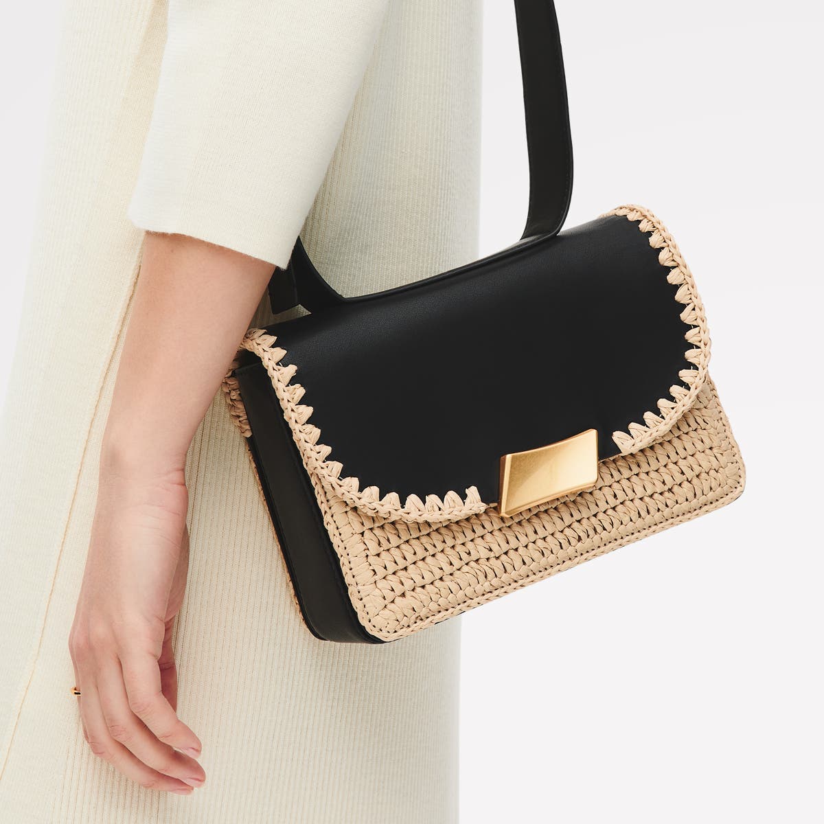 Radley The Belsize - Raffia Small Flapover Crossbody Bag, Alternate, color, Natural