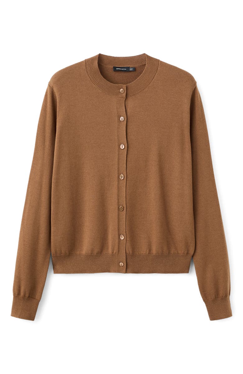 MANGO Wool & Cotton Cardigan, Main, color, Tobacco Brown