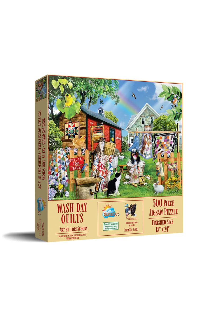 Wash Day Quilts 500 piece Jigsaw Puzzle for Adults, Main, color, Multicolor