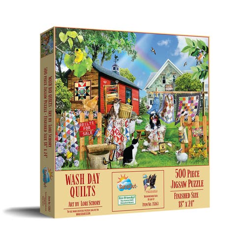 Wash Day Quilts 500 piece Jigsaw Puzzle for Adults