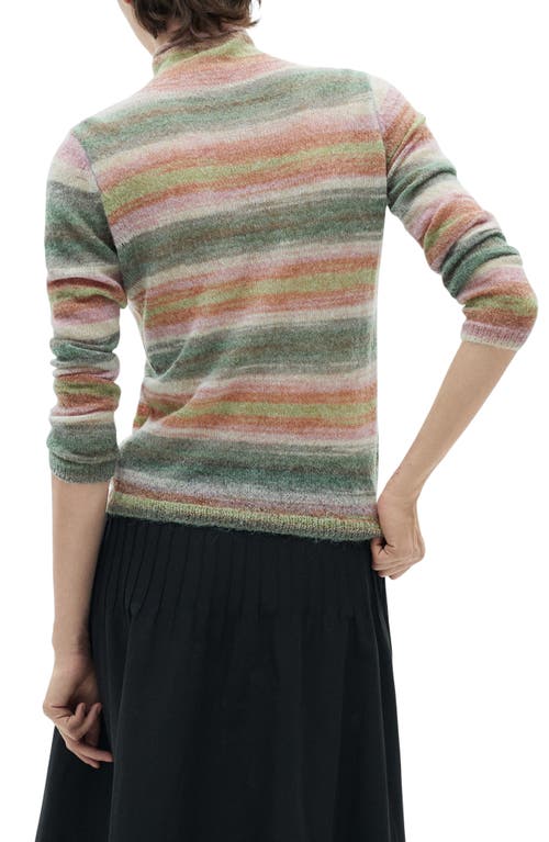 Mango Mock Neck Stripe Sweater In Pink