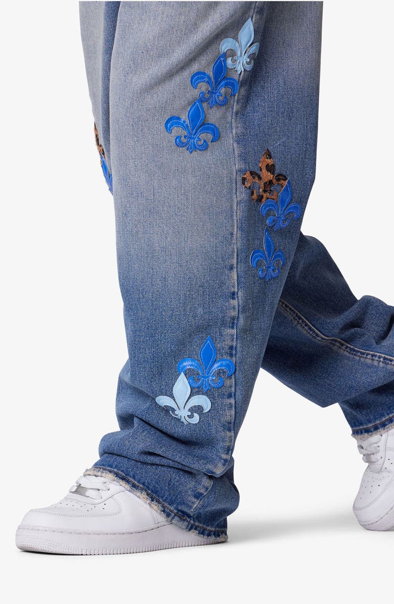 mnml Embroidered Fleurs de Lis Ultra Baggy Jeans, Alternate, color, 