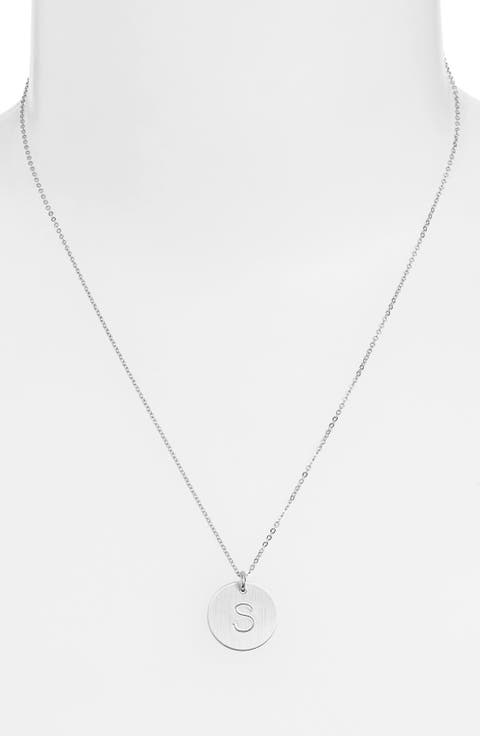 Sterling Silver Initial Disc Necklace