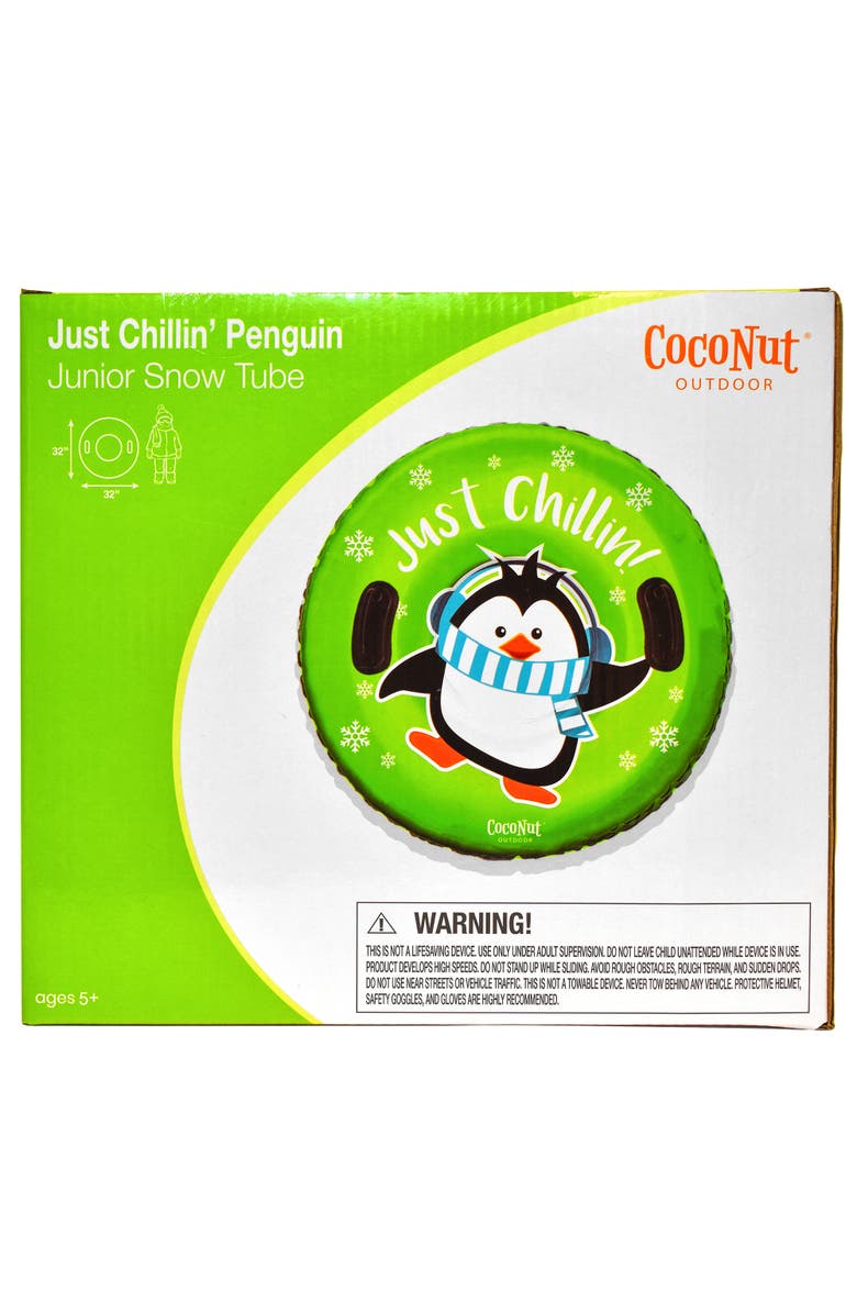Coconut Outdoor Just Chillin Green Penguin 32" Junior Snow Tube, 5+, Alternate, color, Multicolored