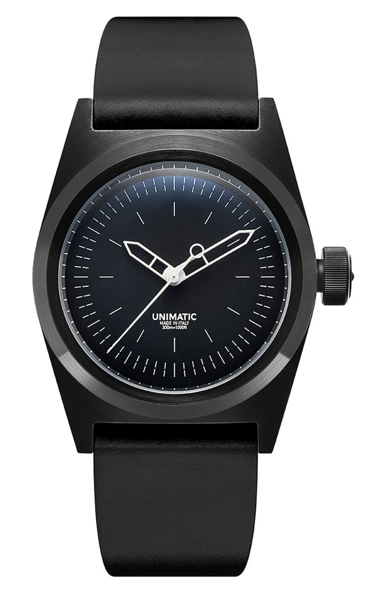 UNIMATIC Modello Due Automatic Leather Strap Field Watch, 36mm x 39mm, Main, color, 