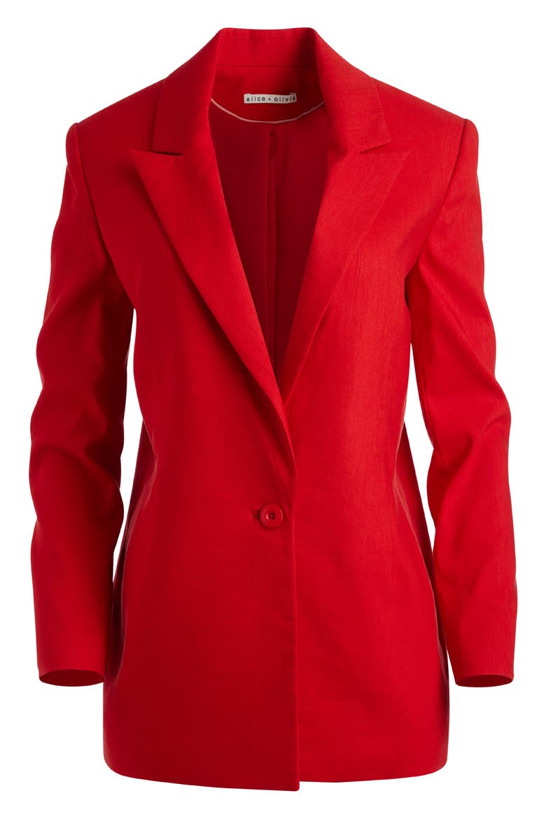 Johanna Strong Shoulder Linen Blend Blazer, Alternate, color, CINNAMON