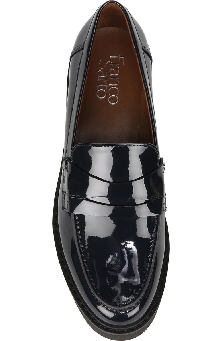 Franco Sarto Cassandra Patent Lug Sole Penny Loafer, Alternate, color, Navy