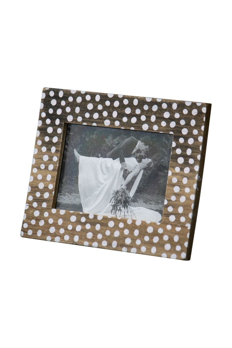 4x6 Bettina White Polka Dot Wood Photo Picture Frame, Alternate, color, Brown