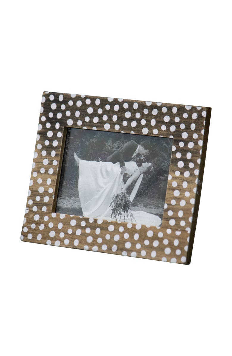 Foreside Home and Garden 4x6 Bettina White Polka Dot Wood Photo Picture Frame, Alternate, color, Brown