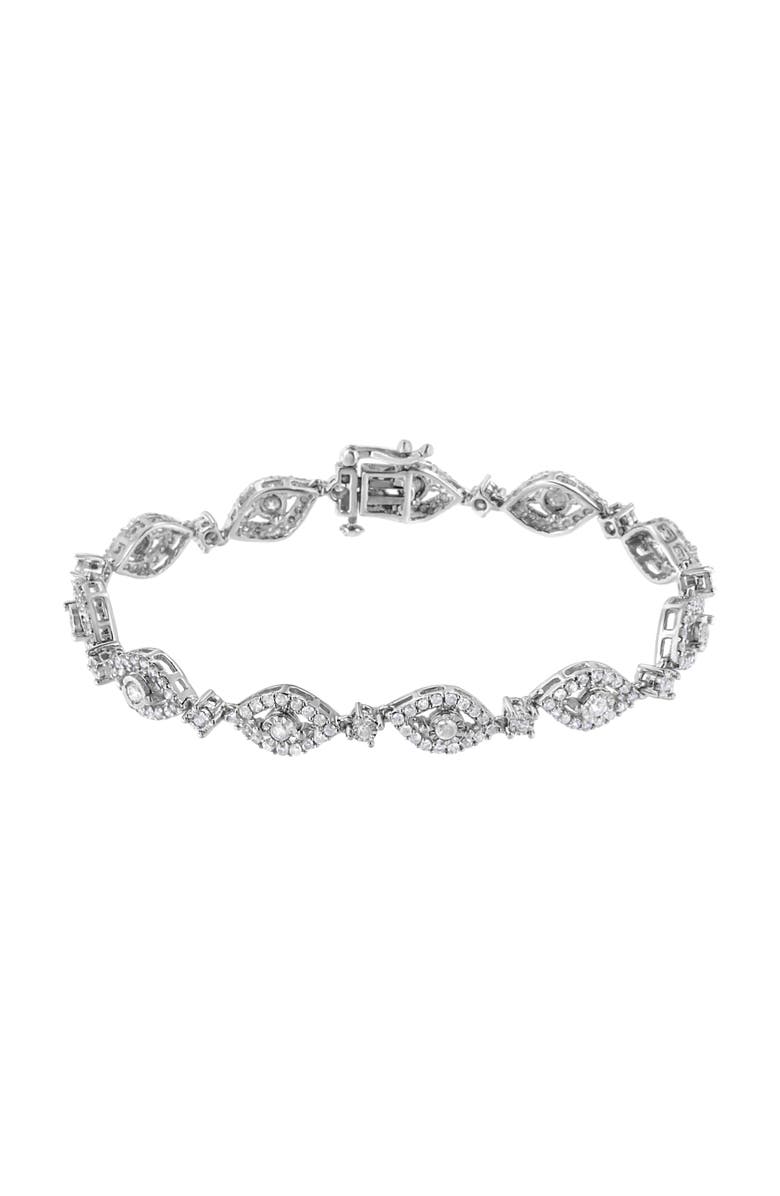 Haus of Brilliance Silver 2 1/2 Cttw Diamond Pear Shaped and Bezel Link Bracelet, Alternate, color, White
