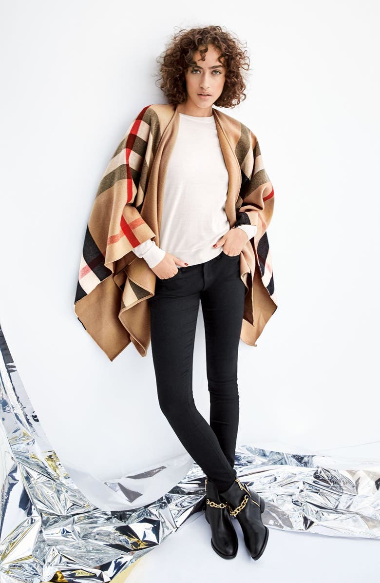 Burberry Reversible Merino Wool Cape, Alternate, color,