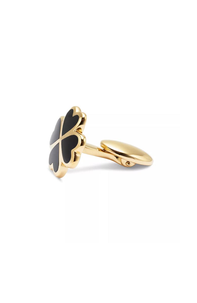 Jan Leslie Four Leaf Clover Sterling Silver Gold Vermeil Cufflinks, Alternate, color, Black