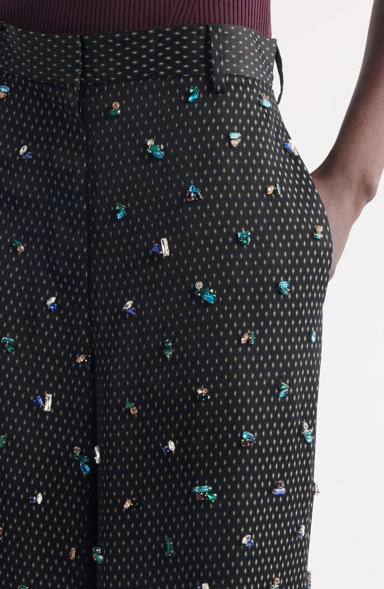 Dries Van Noten Penn Crystal Embellished Wide Leg Pants, Alternate, color, Black