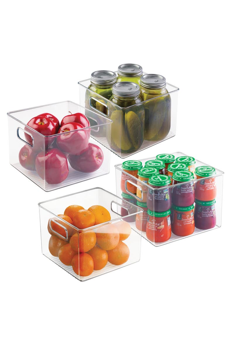 81029350 iDesign Pantry Storage Bin with Handles for Kitchen Cabinets or Fridge - Set of 4 - Clear, Alternate, color, Clear