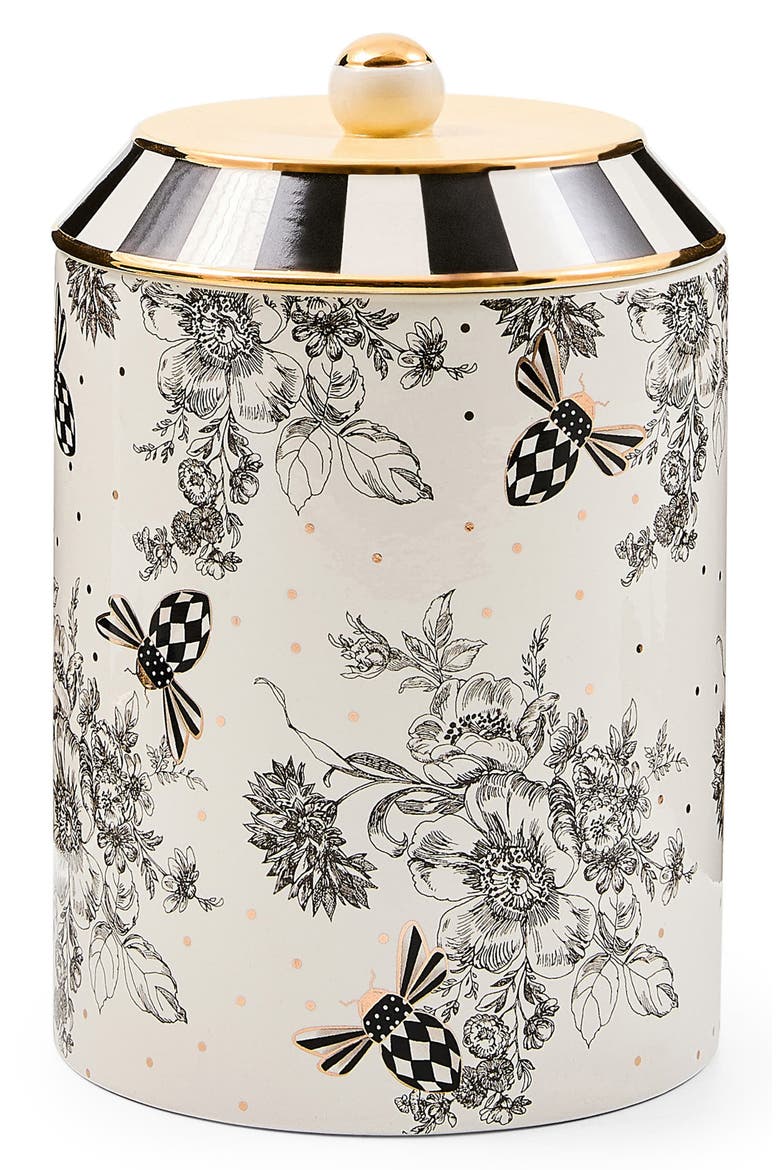 Bee Toile Ceramic Canister, Main, color, WHITE
