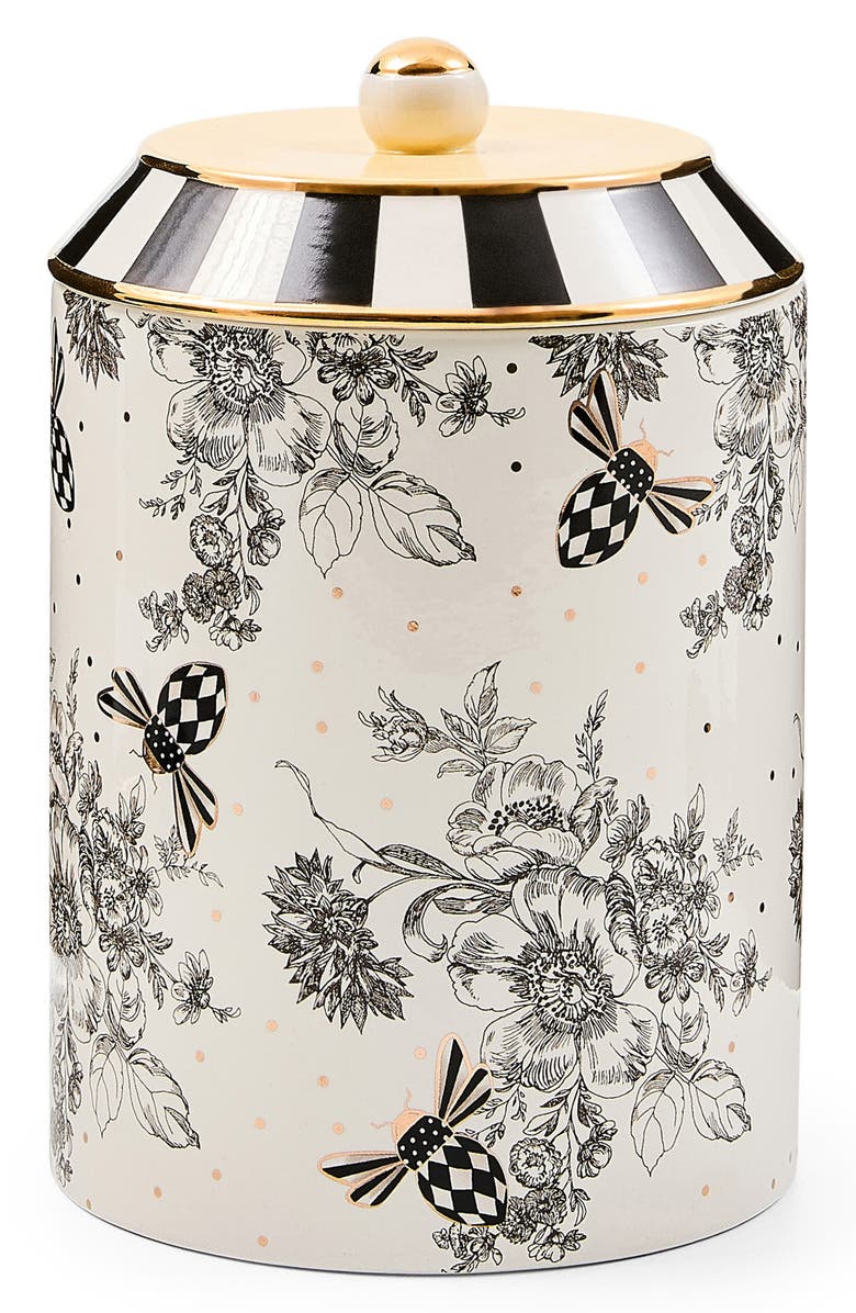 MACKENZIE CHILDS Bee Toile Ceramic Canister, Main, color, White