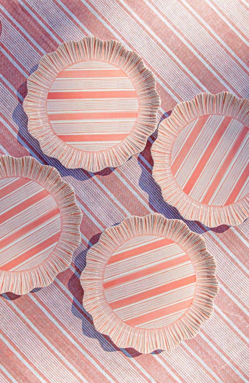 Juliska Cabana Stripe Melamine Dinner Plates, Set Of 4 In Coral