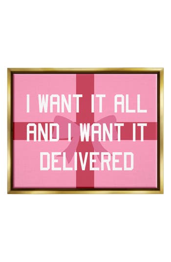 Stupell Industries Gifts Delivered Framed Canvas Wall Art In Pink
