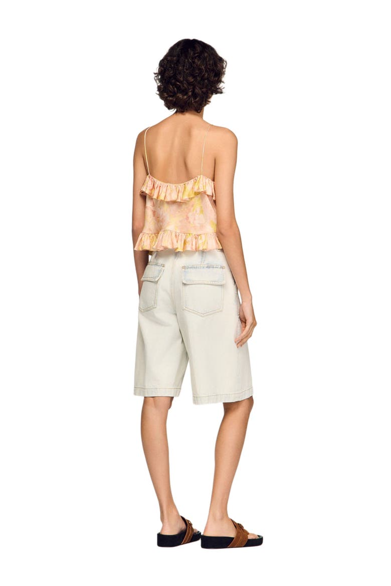Flower print crop top, Alternate, color, Pink / green