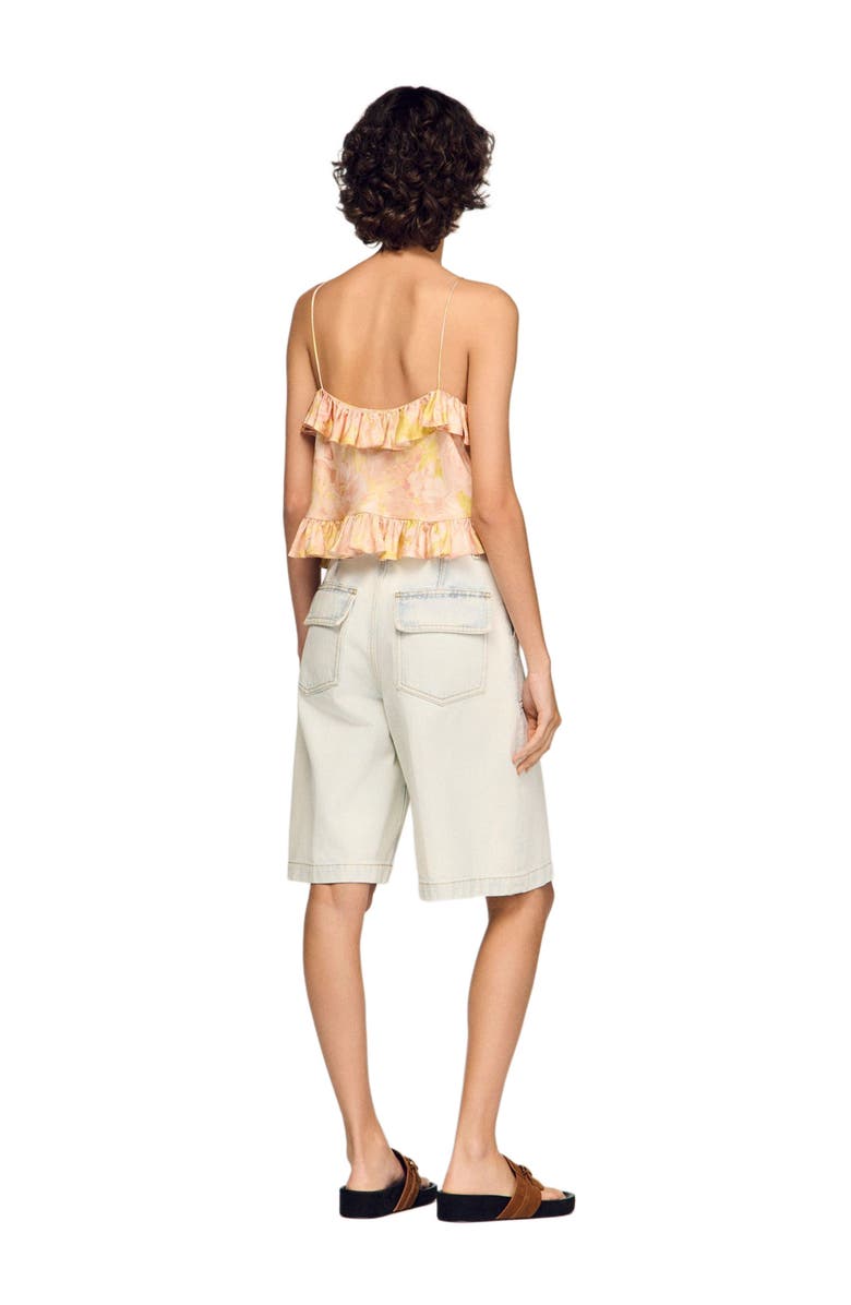SANDRO Flower print crop top, Alternate, color, Pink / Green