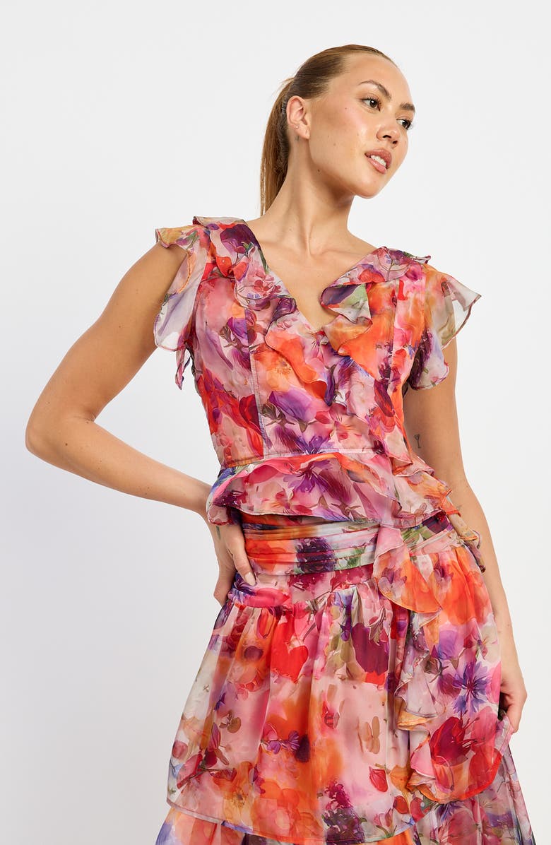 En Saison Magnolia Ruffle Sleeveless Top, Alternate, color, 