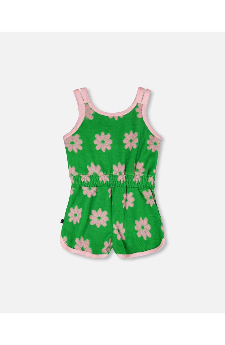 Deux par Deux Terry Cloth Sleeveless Flowers Jumpsuit, Alternate, color, Green Floral Print