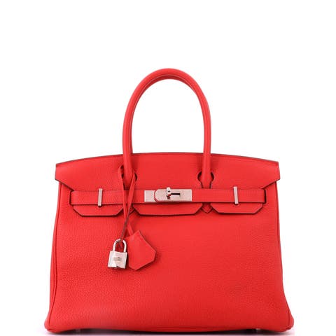 Birkin Handbag Red Togo with Palladium Hardware 30