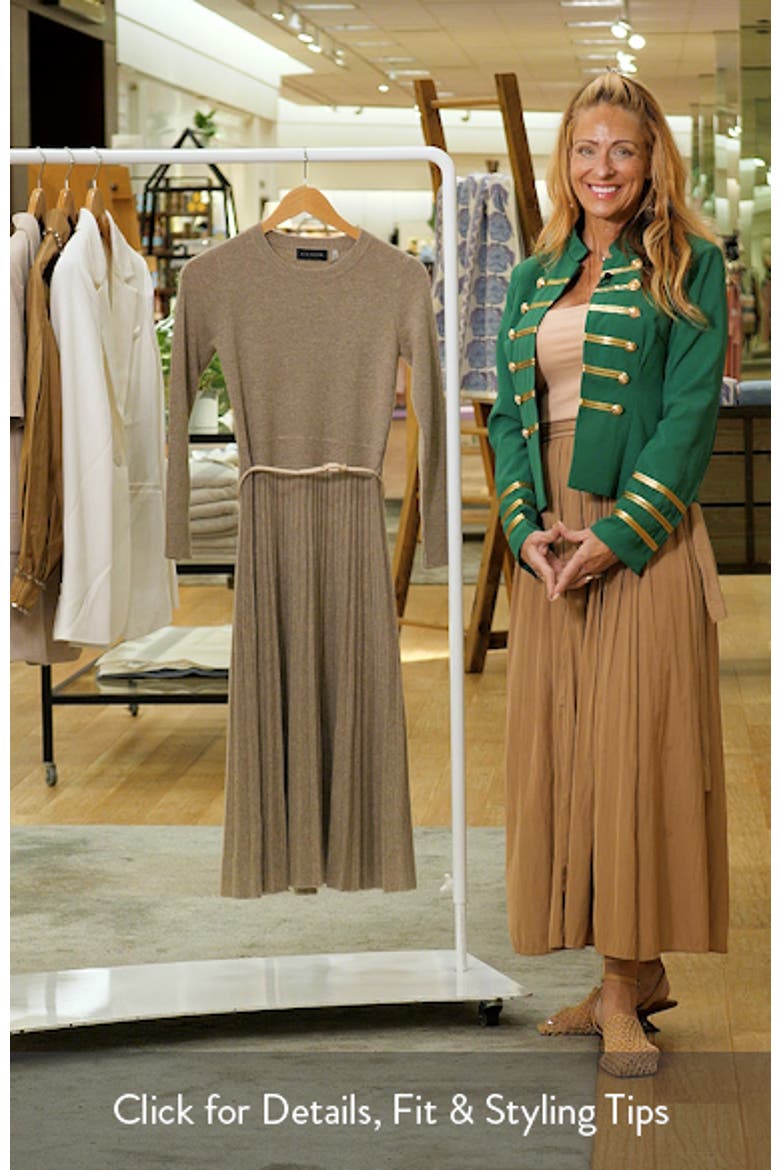 The Kellie Belted Long Sleeve Cashmere Midi Sweater Dress video