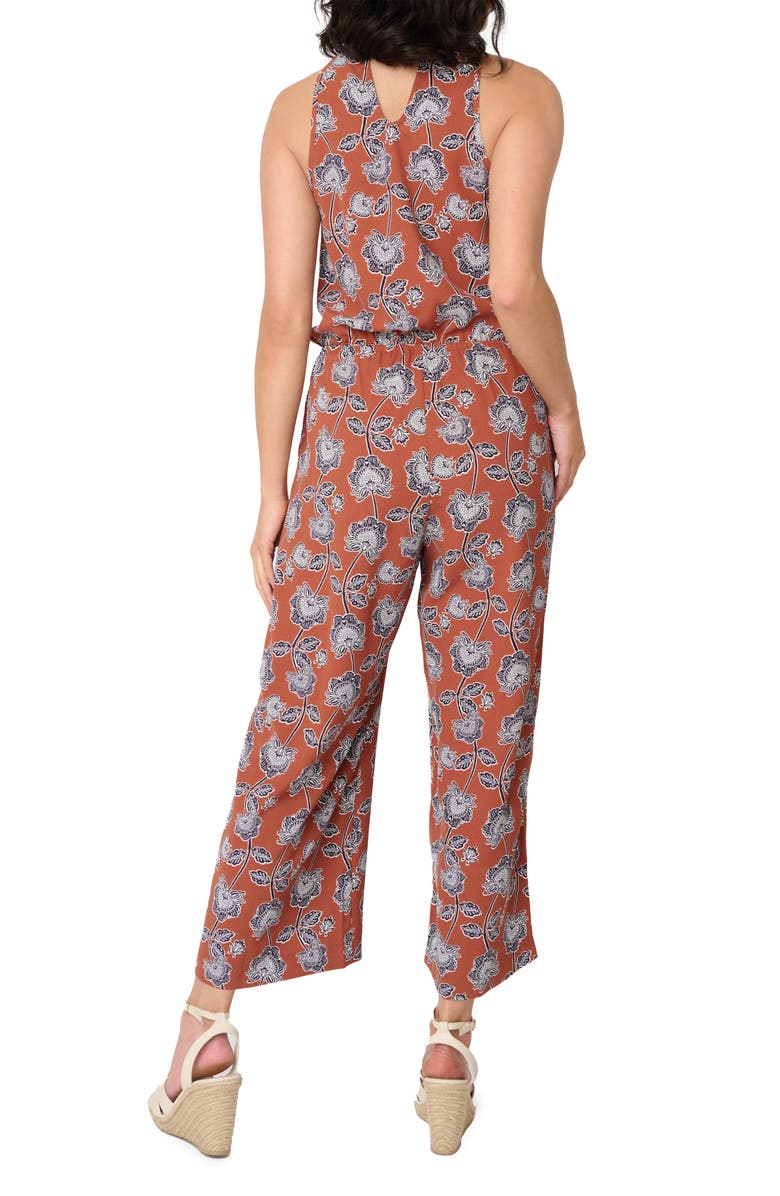 GIBSONLOOK Villa Mia Sleeveless Henley Jumpsuit, Alternate, color, Toasted Cinn Poppy