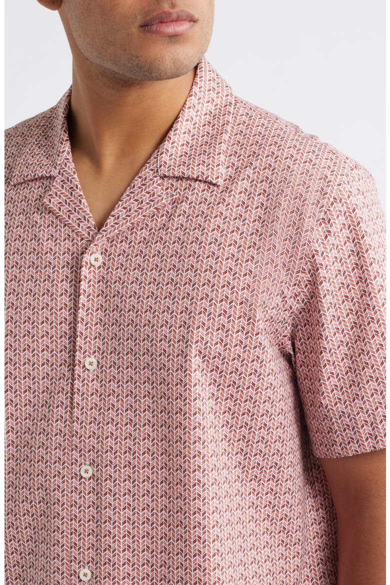Cole OoohCotton® Geo Print Camp Shirt, Alternate, color, BRICK