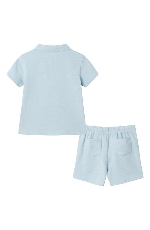 Andy & Evan Kids' French Terry Polo & Shorts Set In Aqa