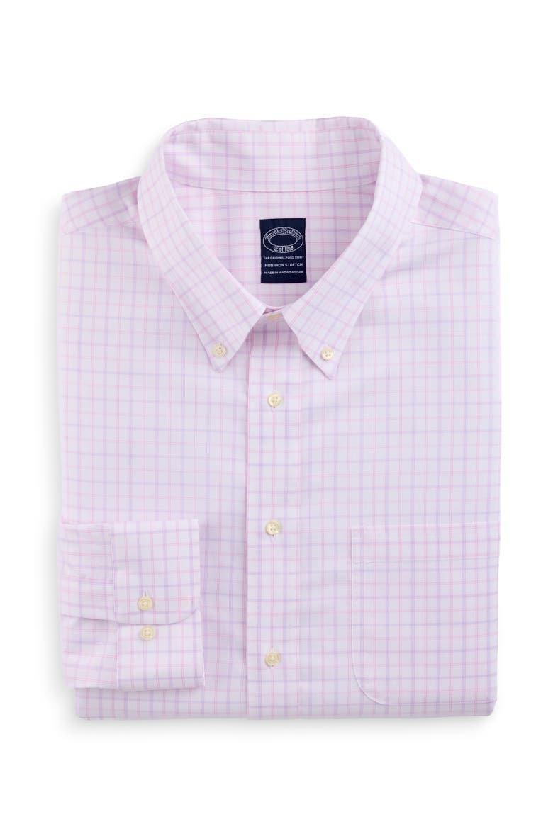 Big & Tall  Non-Iron Check Dress Shirt, Main, color, PINK