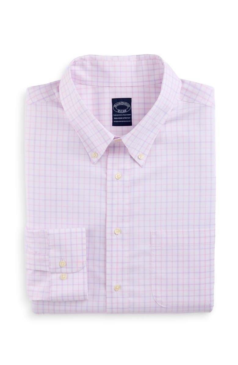 Brooks Brothers Big & Tall  Non-Iron Check Dress Shirt, Main, color, Pink
