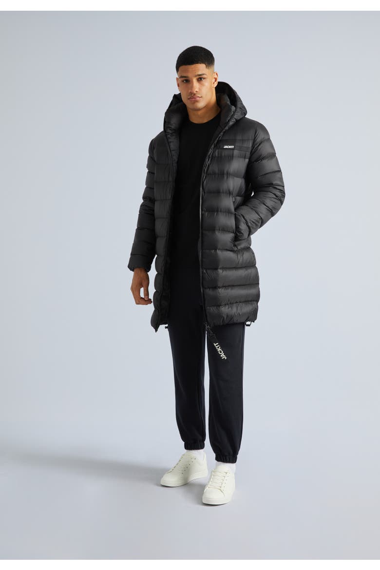 Quilted Longline Puffer Coat, Alternate, color, Black