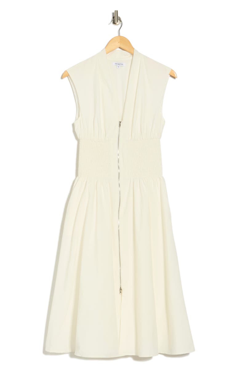 AREA STARS Smocked Waist Zip Midi Dress, Alternate, color, White